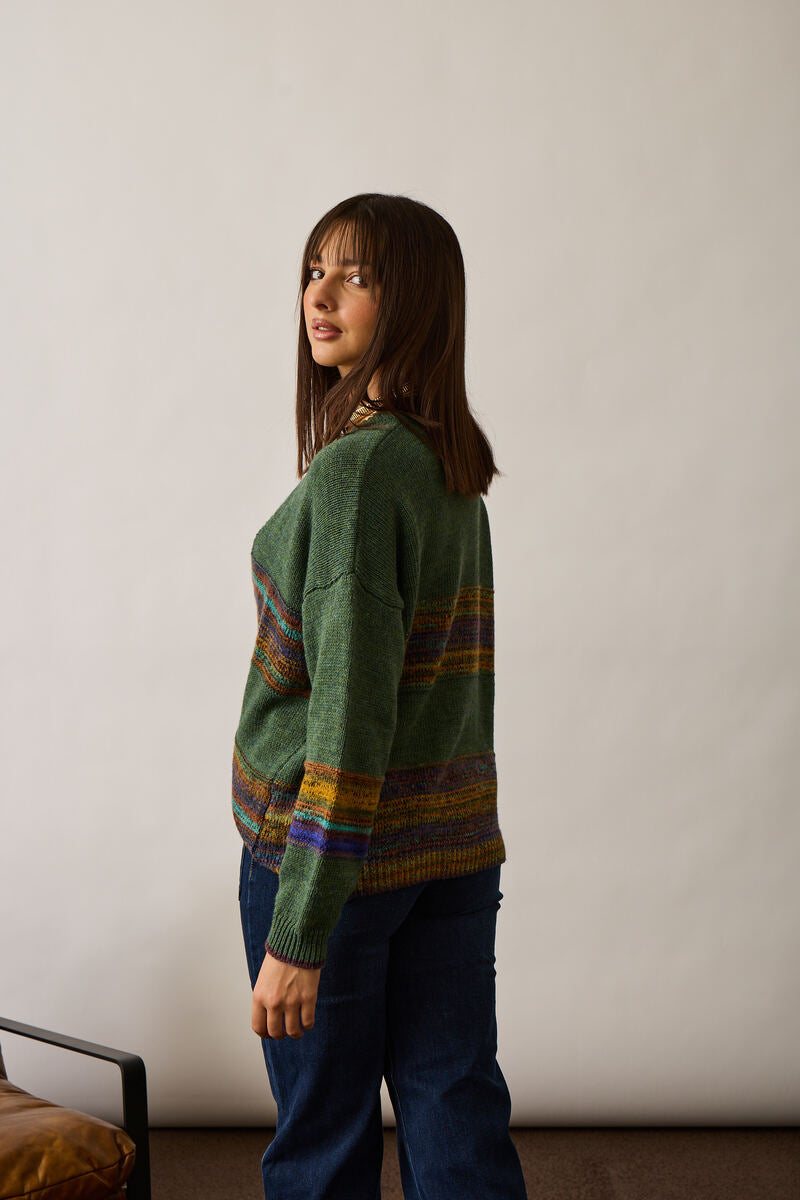 Cardigan Fasce verde|Colore:Verde