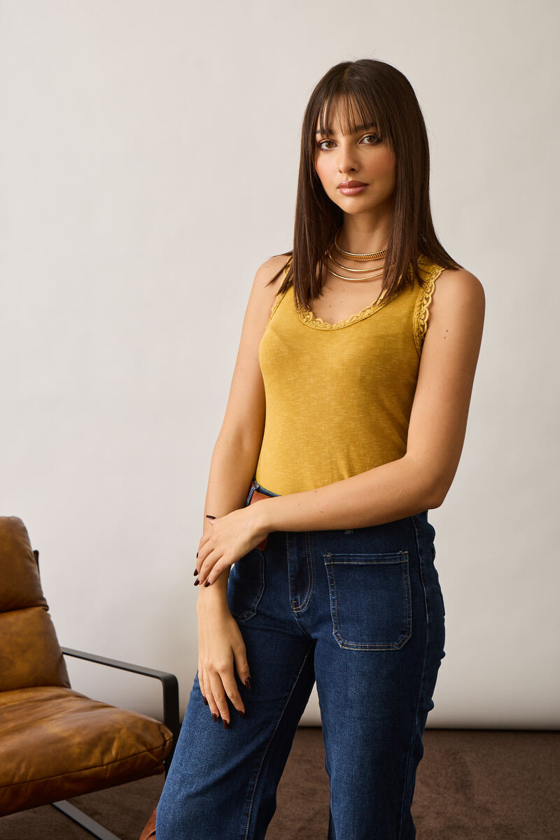 Canotta Con Pizzo ocra|Colore:Ocra