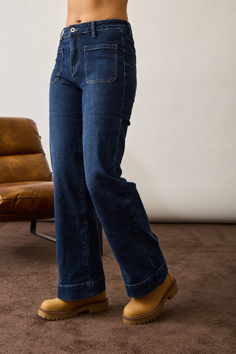 Jeans Con Tasche denim scuro|Colore:Denim scuro