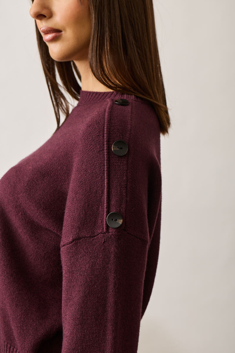 Pull Bottoni Su Spalla vinaccio|Colore:Vinaccio