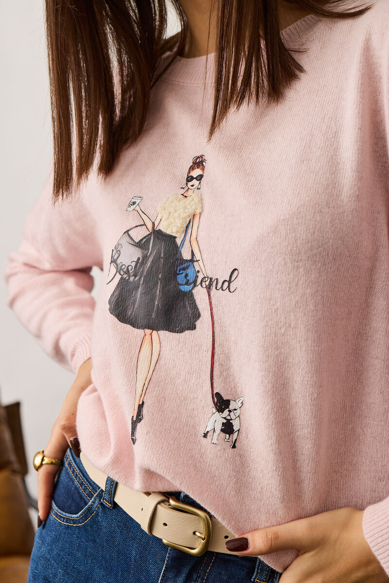 Pull Girl And Dog rosa|Colore:Rosa