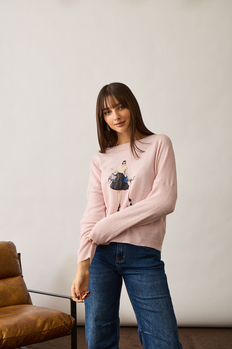 Pull Girl And Dog rosa|Colore:Rosa