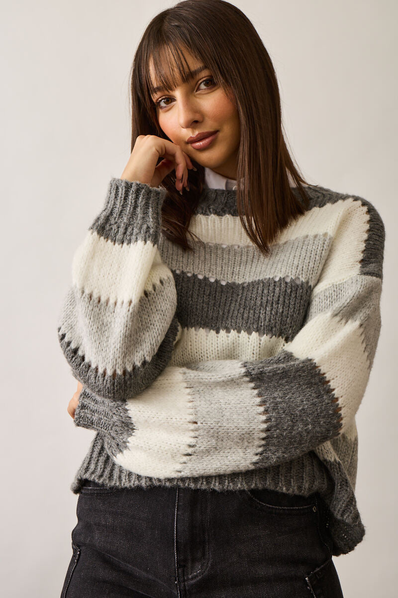 Pull Fasce Grigio|Colore:Grigio