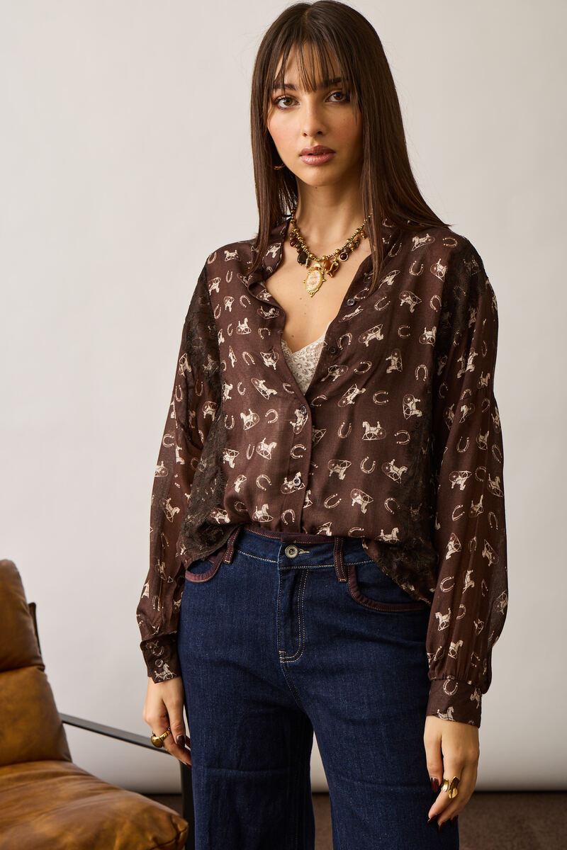 Camicia Horses testa di moro|Colore:Testa di moro