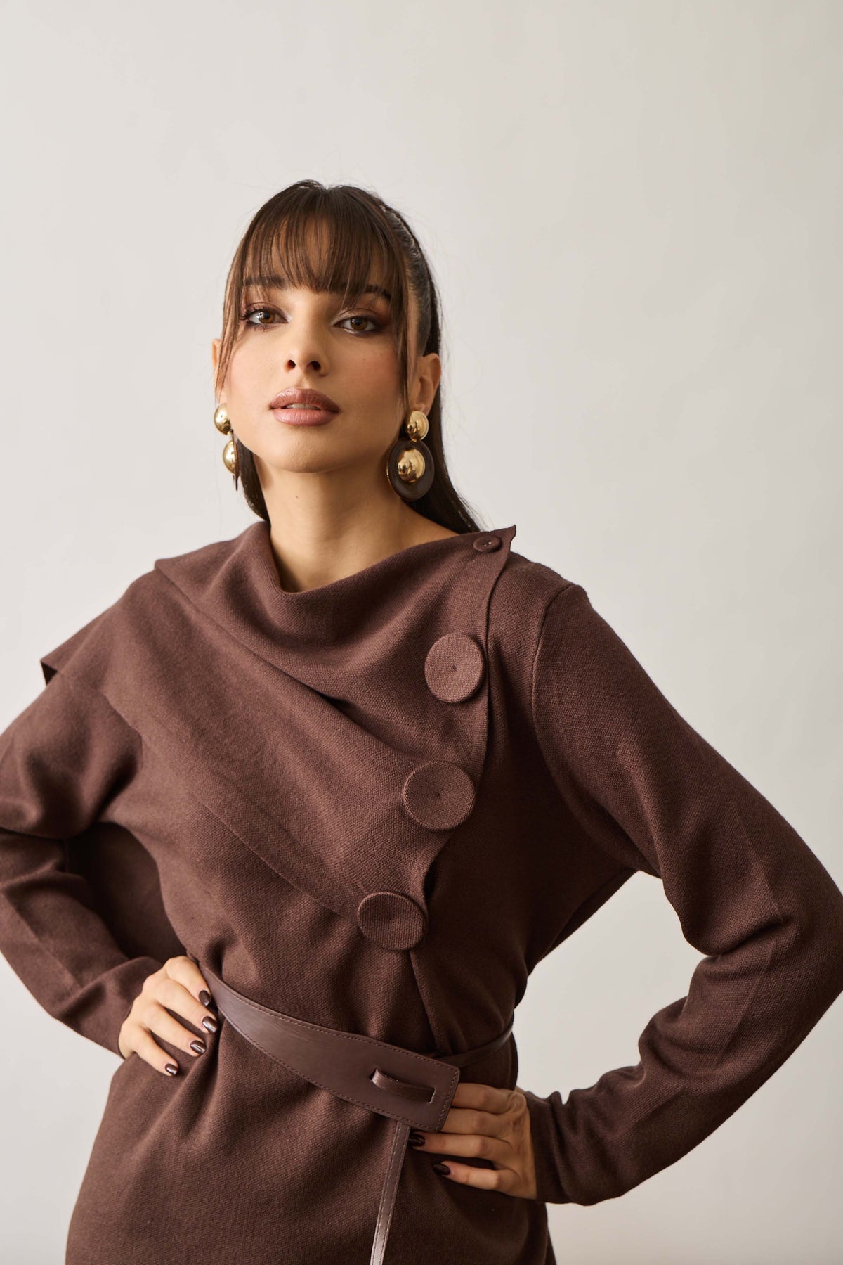 Pull Bottoni Cacao|Colore:Cacao