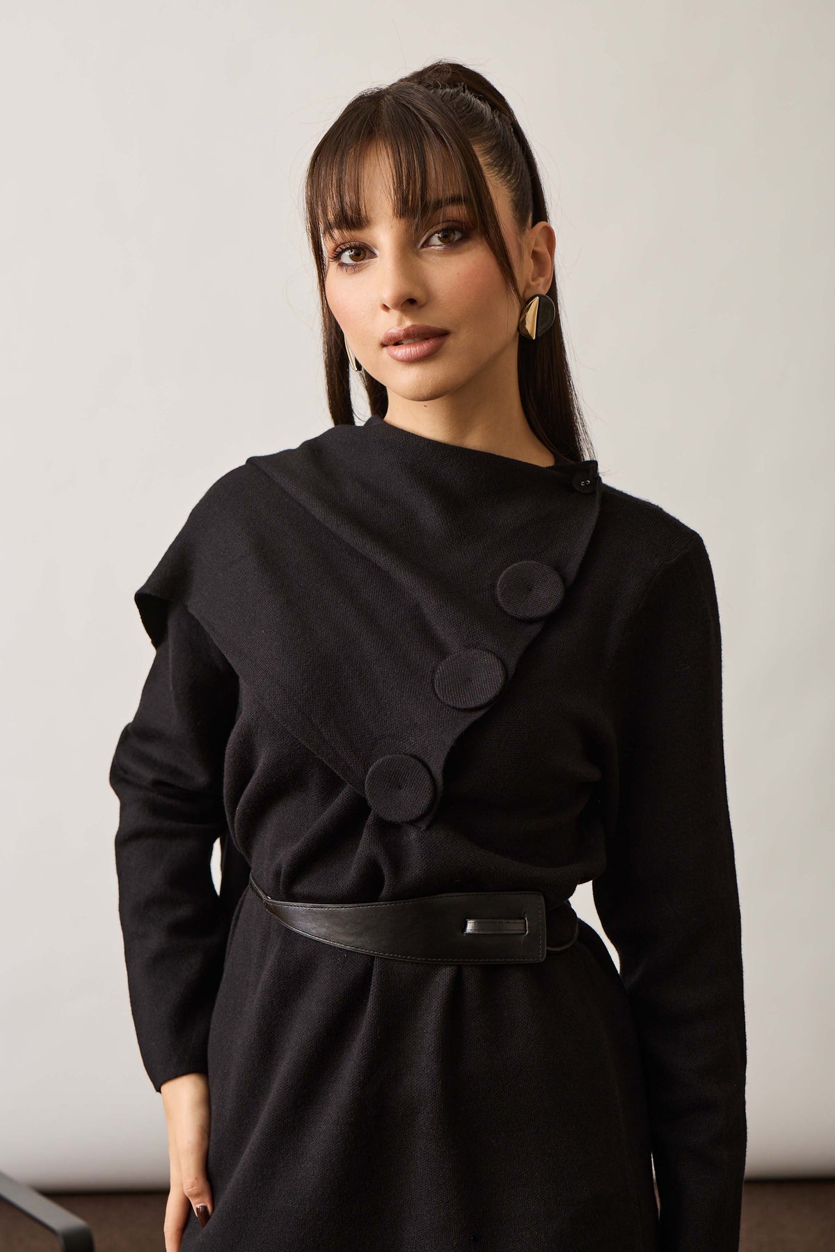 Pull Bottoni Nero|Colore:Nero