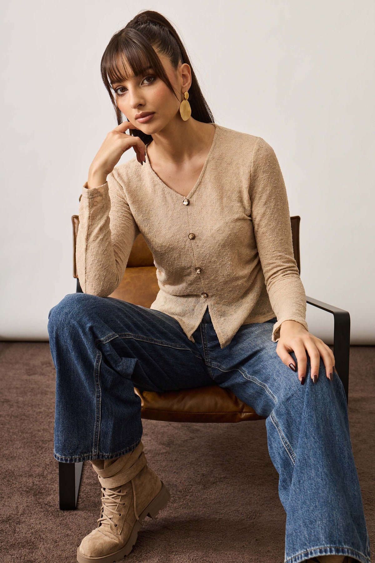 Maglia Bottoncini beige|Colore:Beige