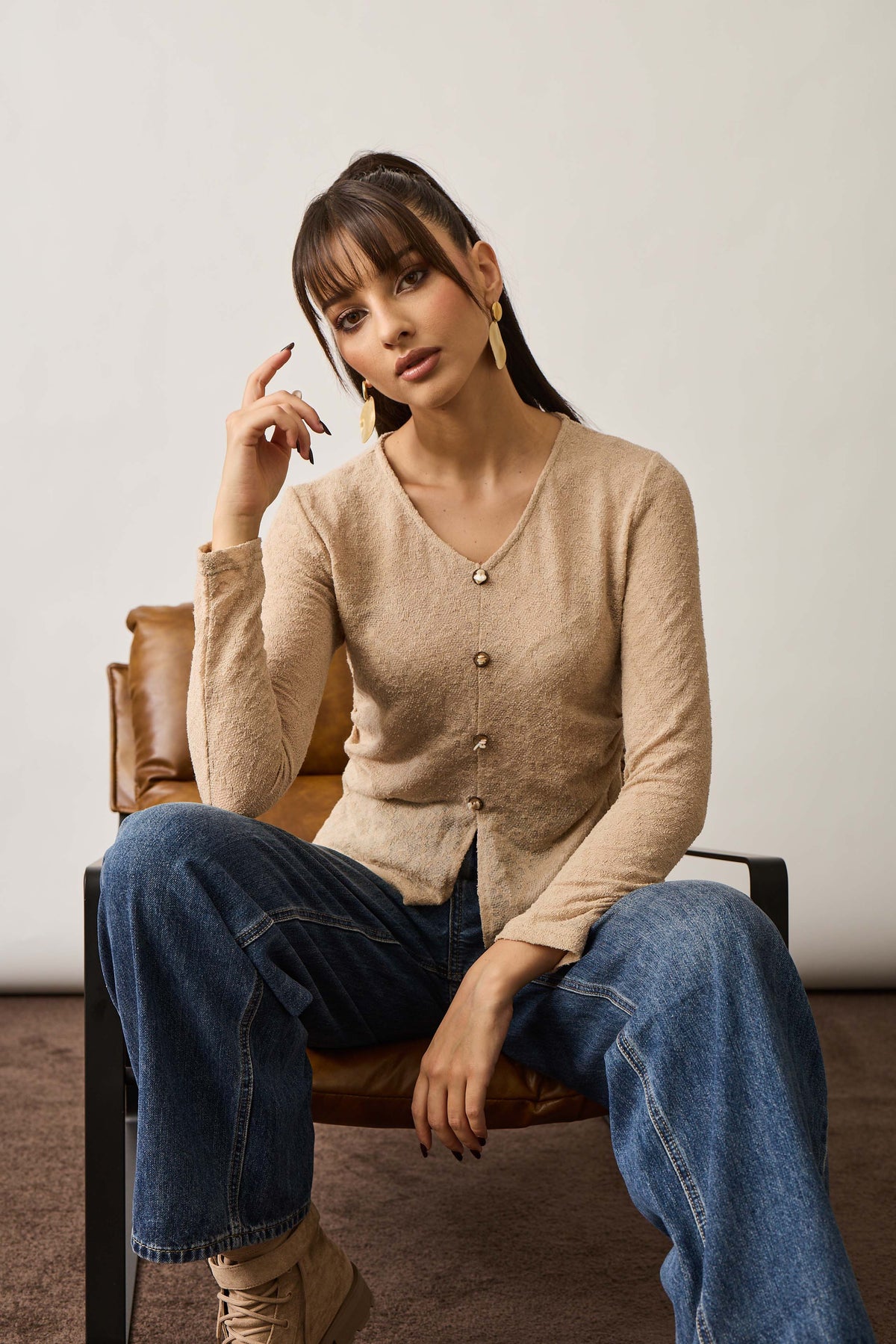 Maglia Bottoncini beige|Colore:Beige