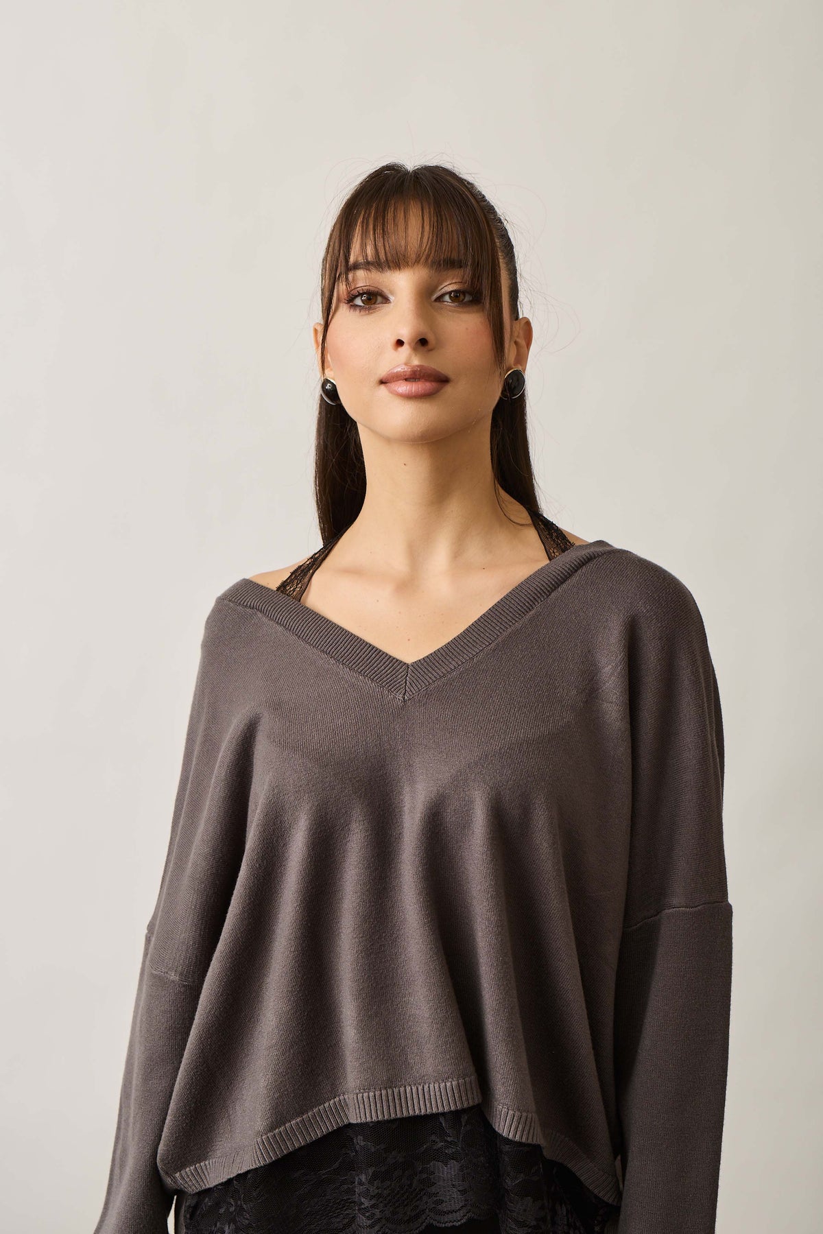 Pull Allacciaura In Pizzo Grigio scuro|Colore:Grigio scuro