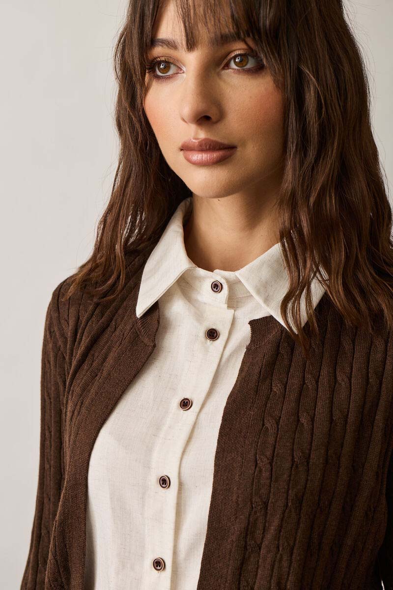 Camicia Combinata Cardigan testa di moro|Colore:Testa di moro