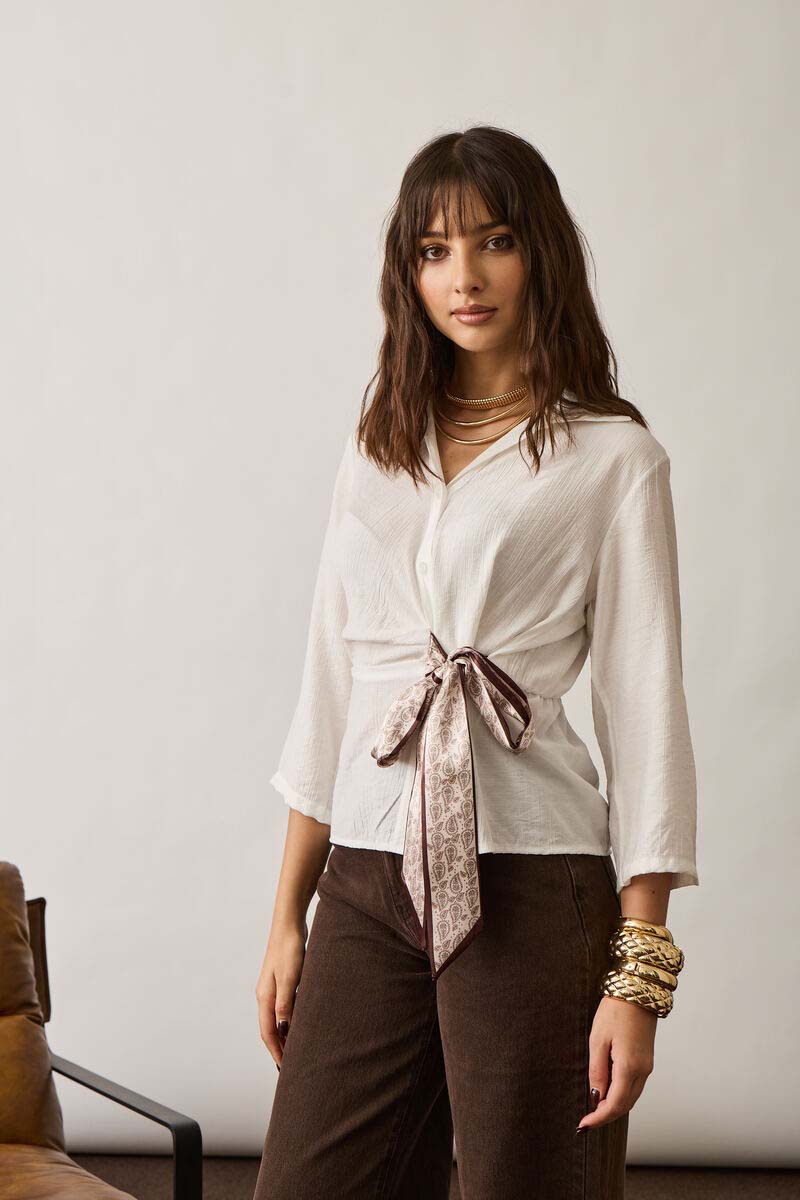 Camicia Fiocco Laterale bianco|Colore:Bianco