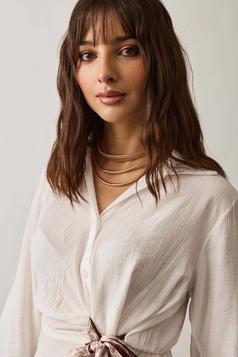 Camicia Fiocco Laterale bianco|Colore:Bianco