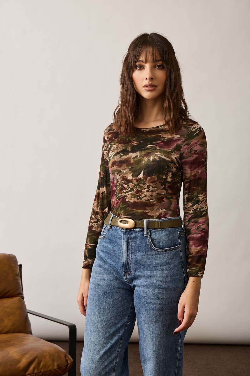 Maglia Fantasia Astratta verde militare|Colore:Verde militare