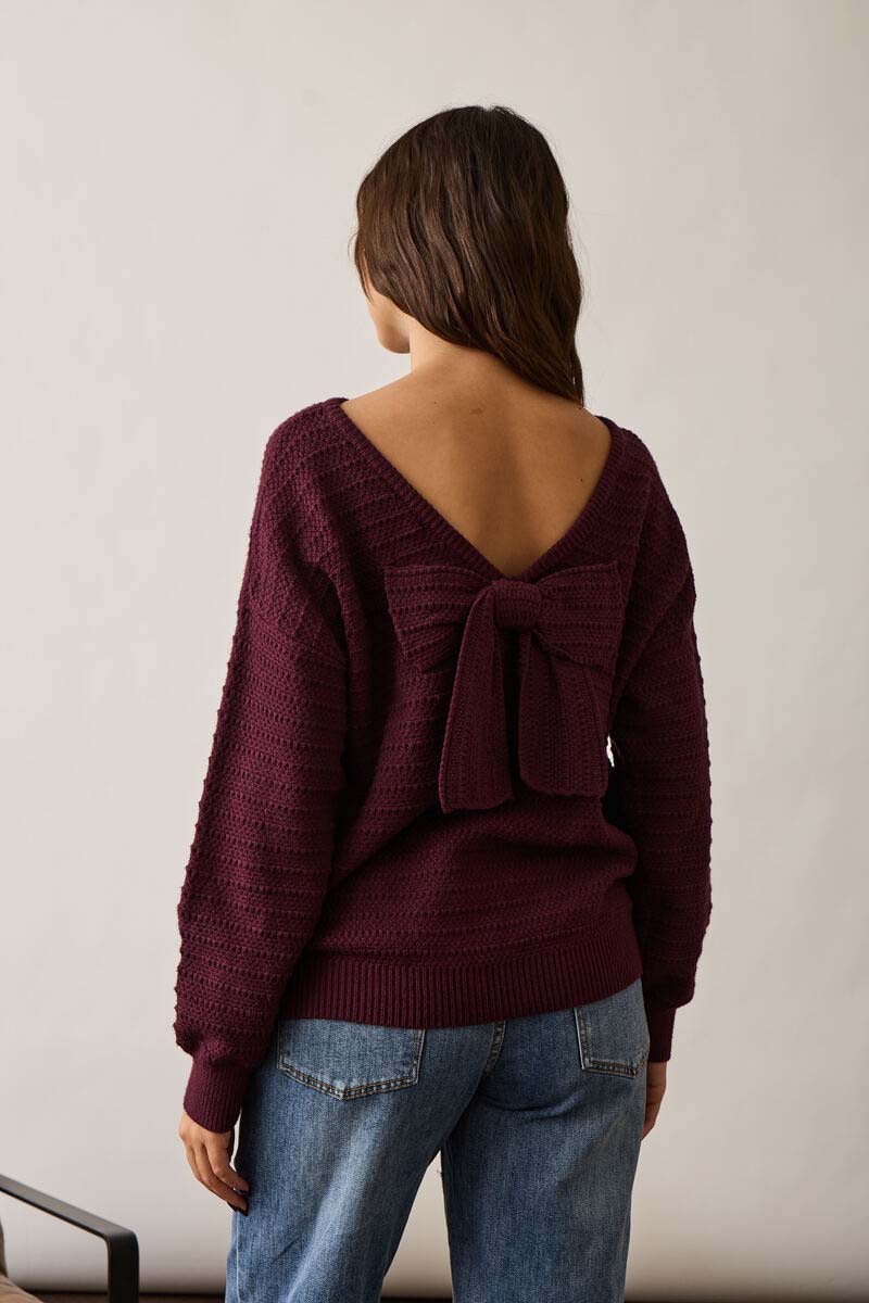 Pull Con Fiocco bordeaux|Colore:Bordeaux