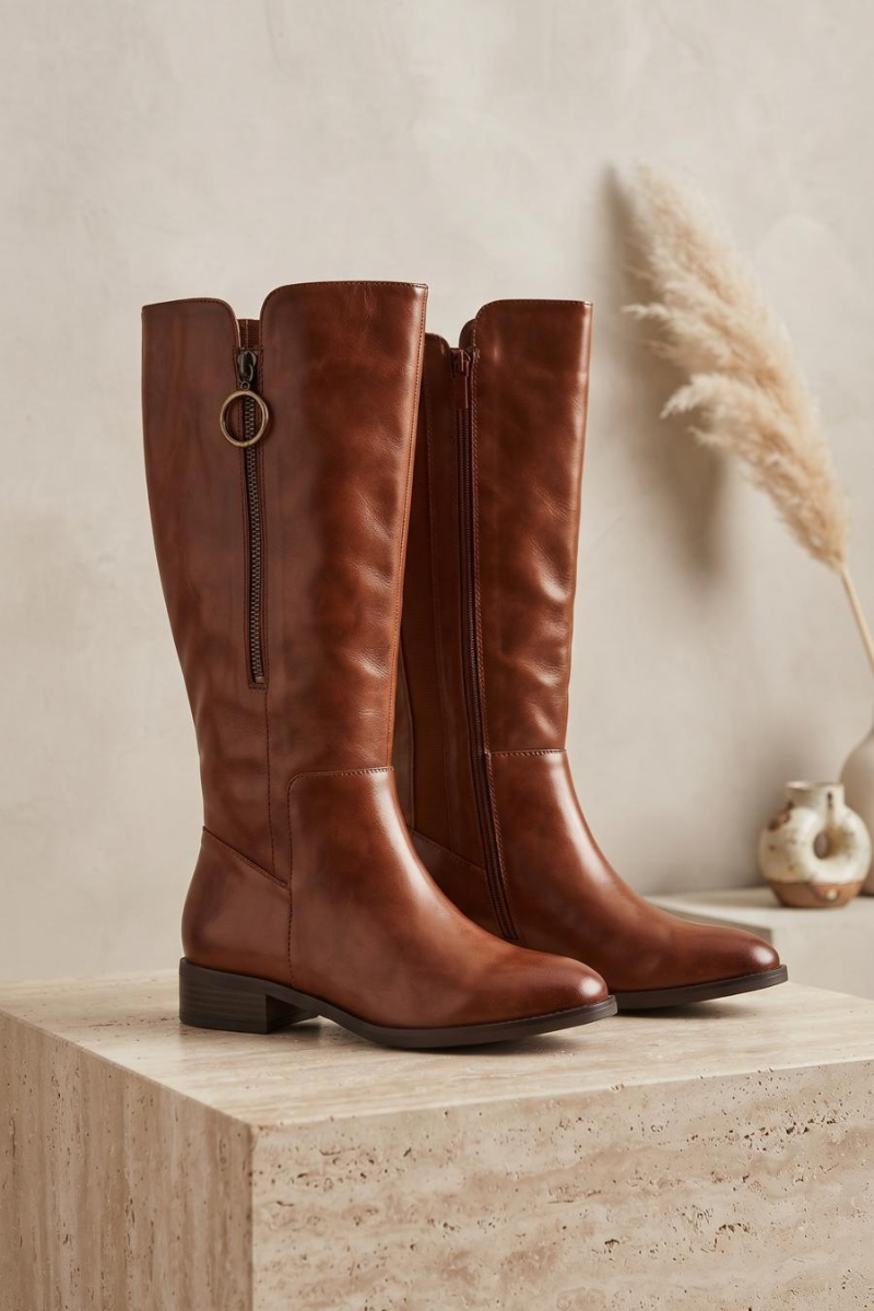 Stivale Con Doppia Zip cuoio|Colore:Cuoio