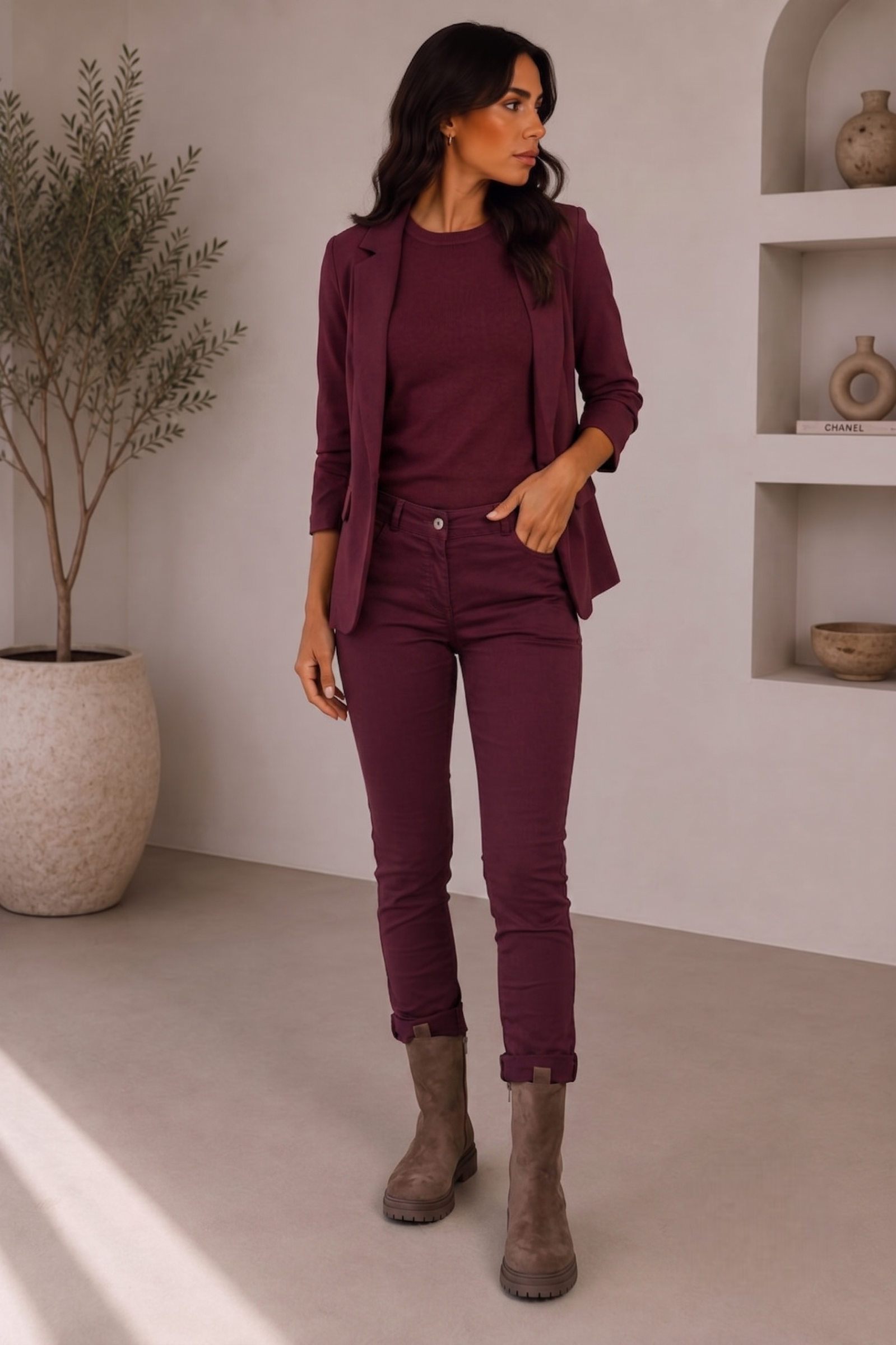 Pantalone Sigaretta Bordeaux