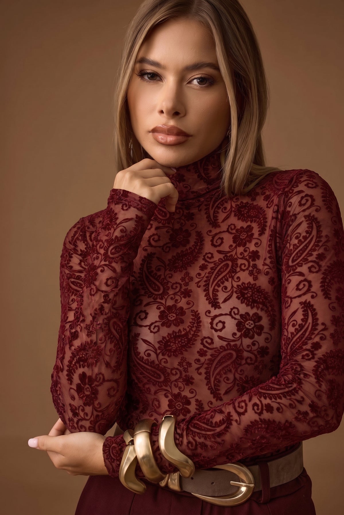 Maglia Tulle Fantasia Cashmere Bordeaux