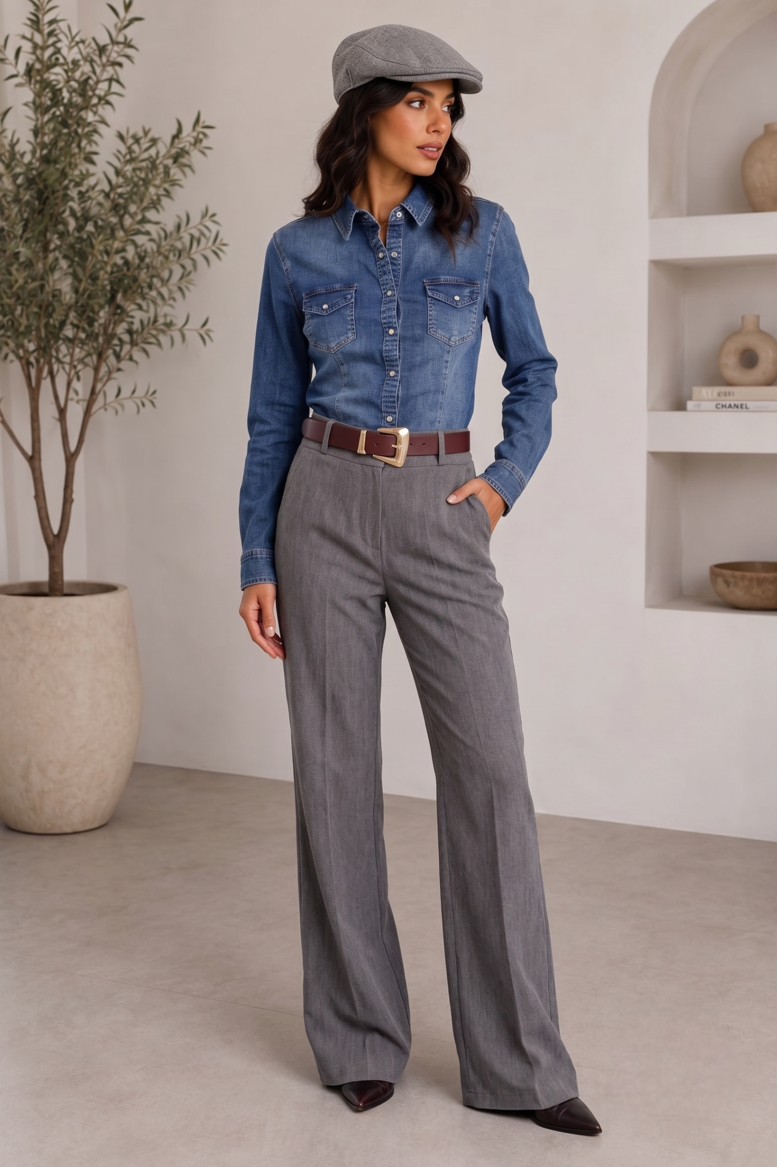 Pantalone Chambray Grigio