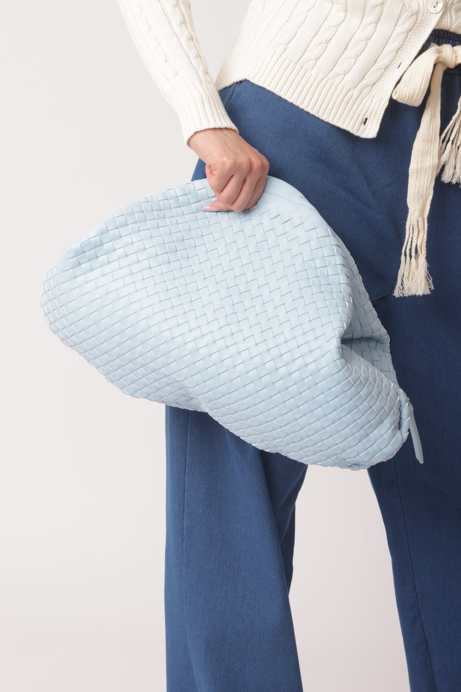 Borsa Intrecciata Celeste