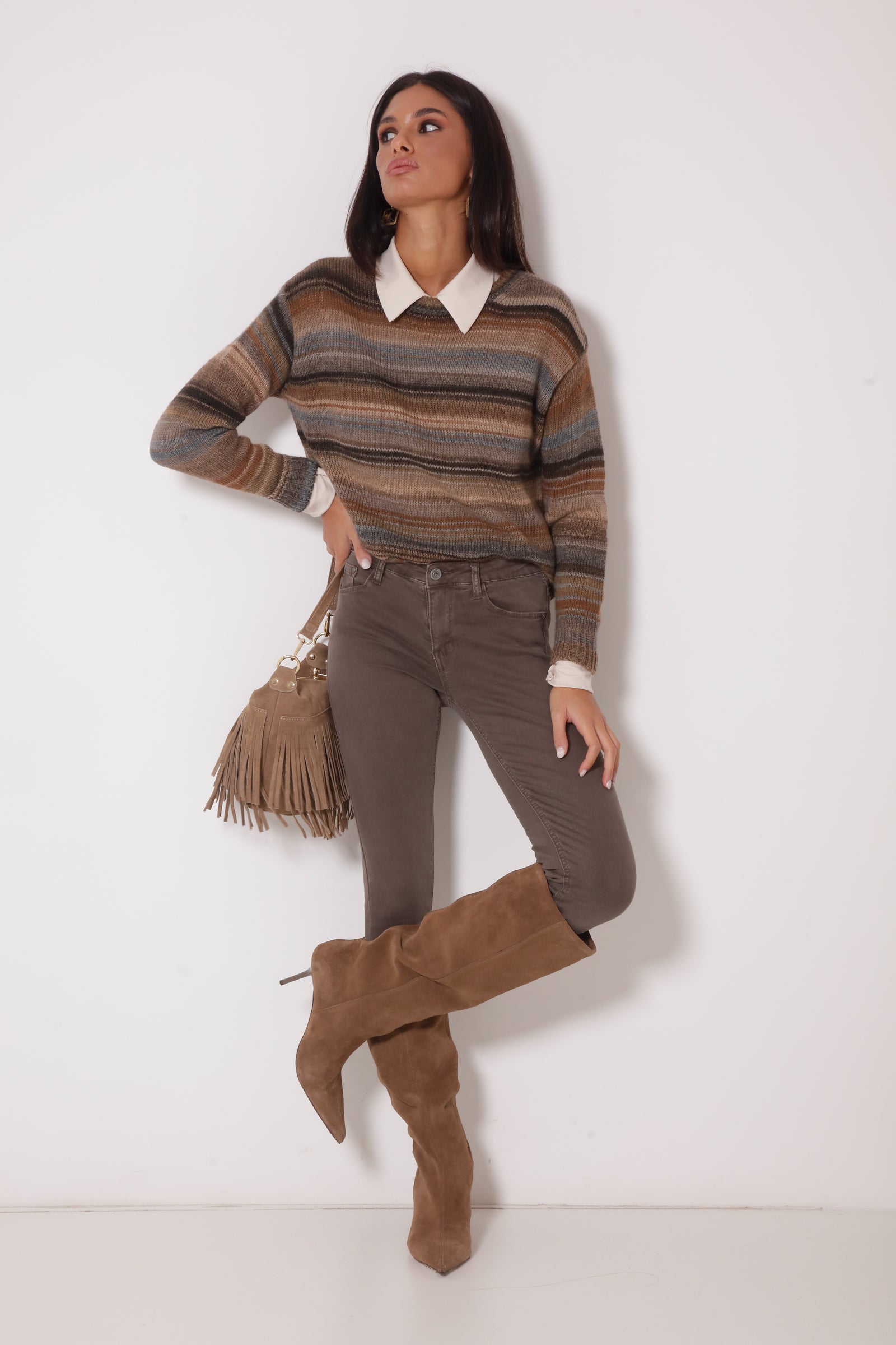 Pantalone Skinny Colorato Fango