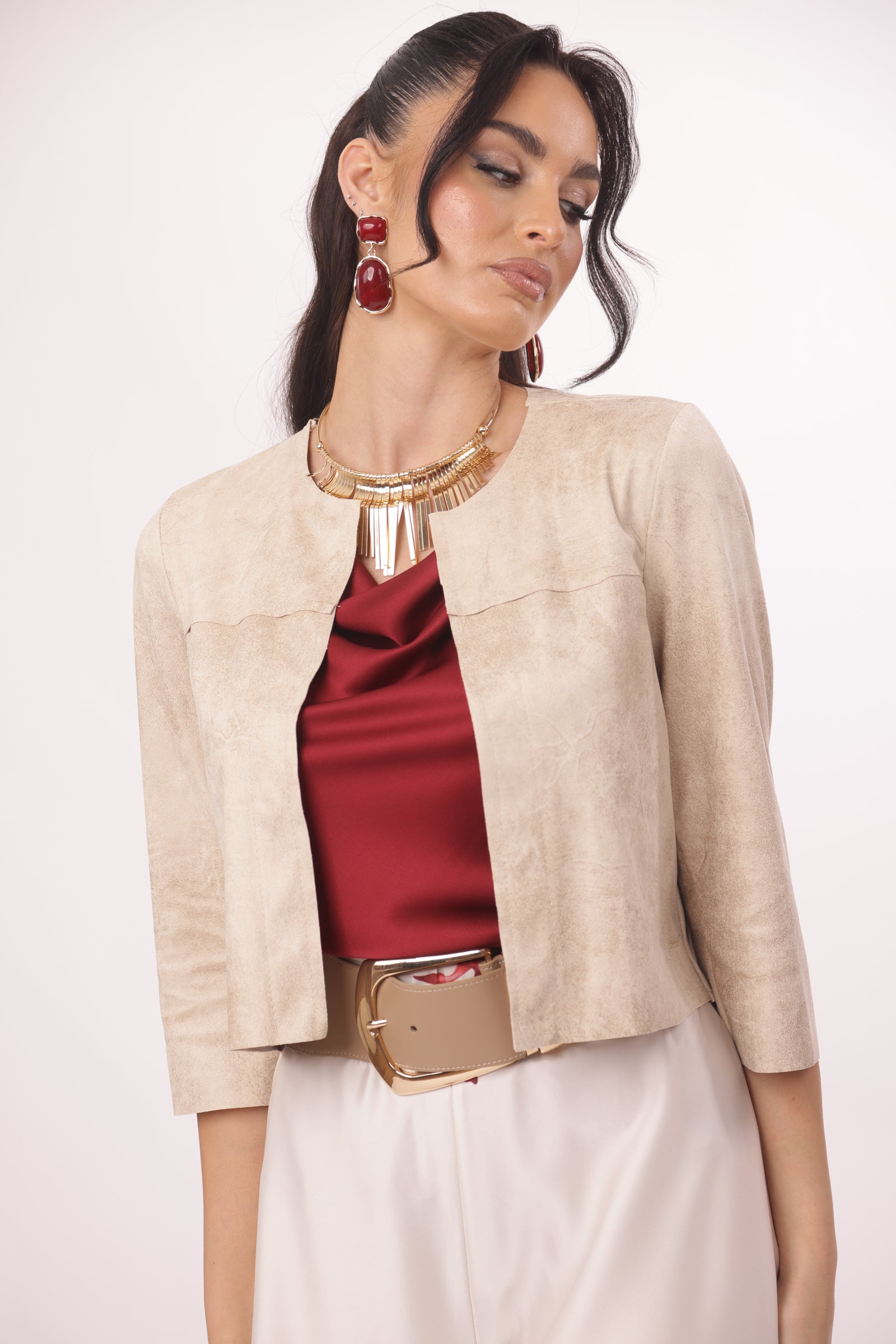 Bolerino Corto Nabuk Beige
