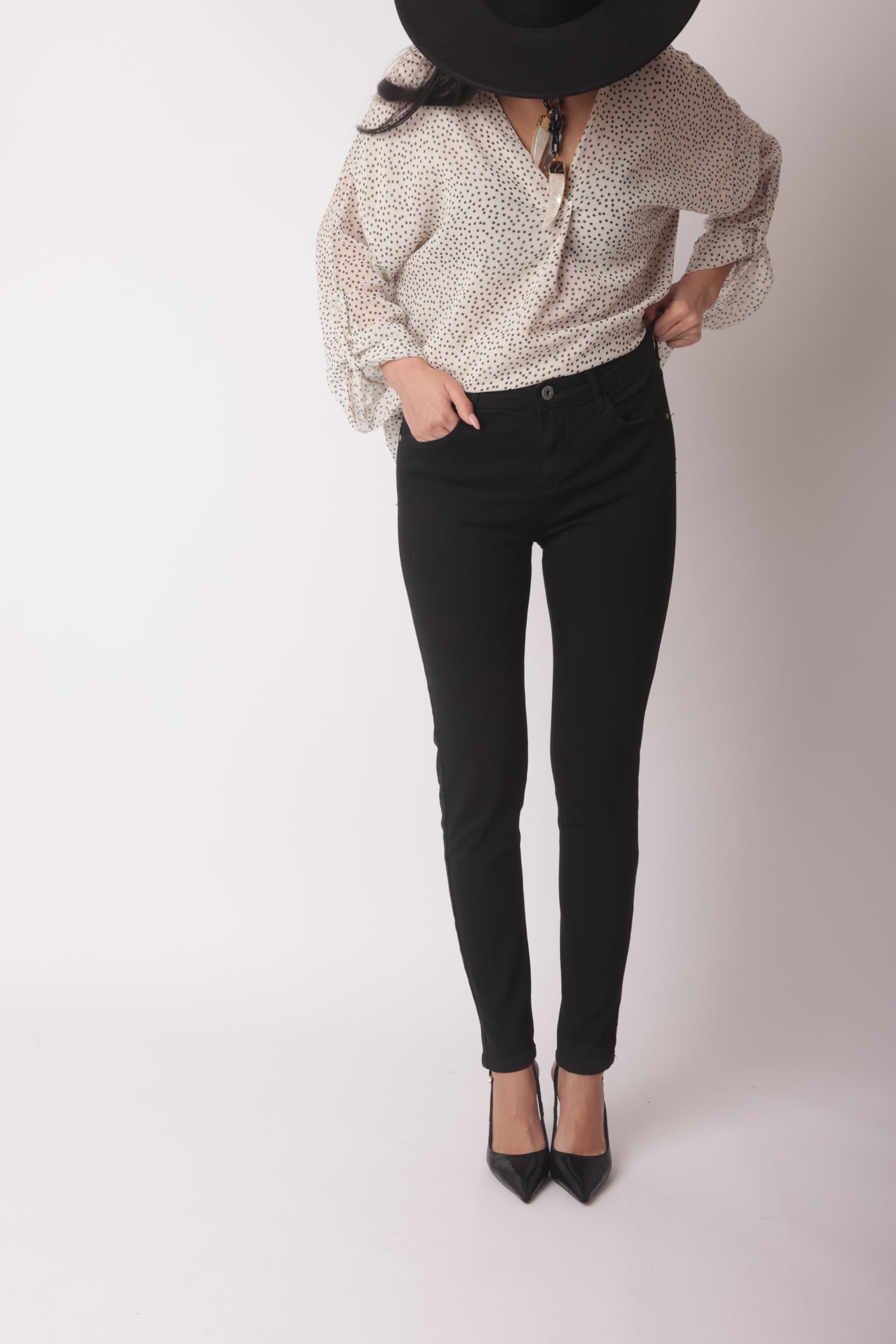 Pantalone Skinny Colorato Nero