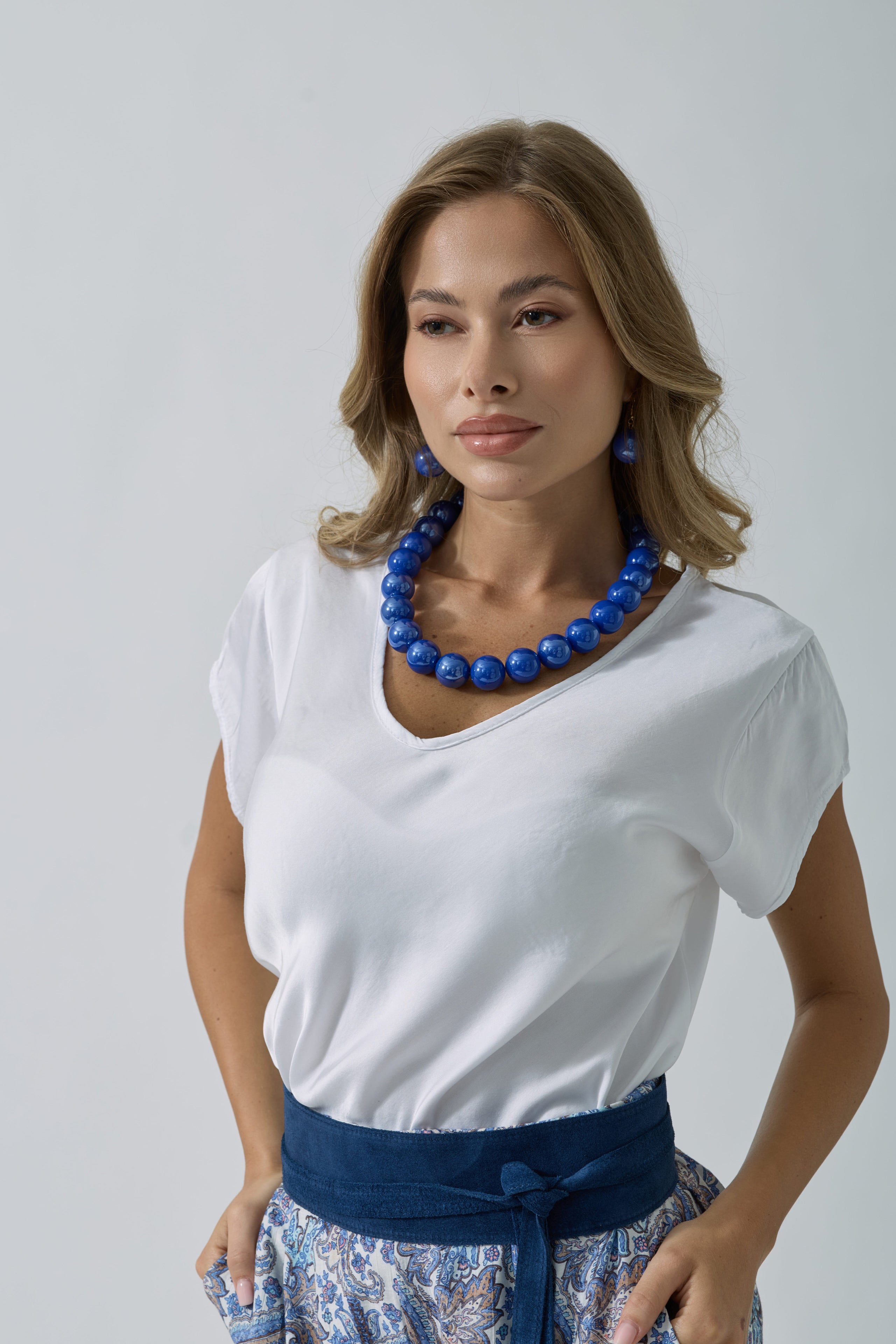 Blusa Scollo V Satin Bianco