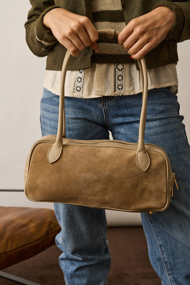 Borsa A Spalla Rettangolare Taupe