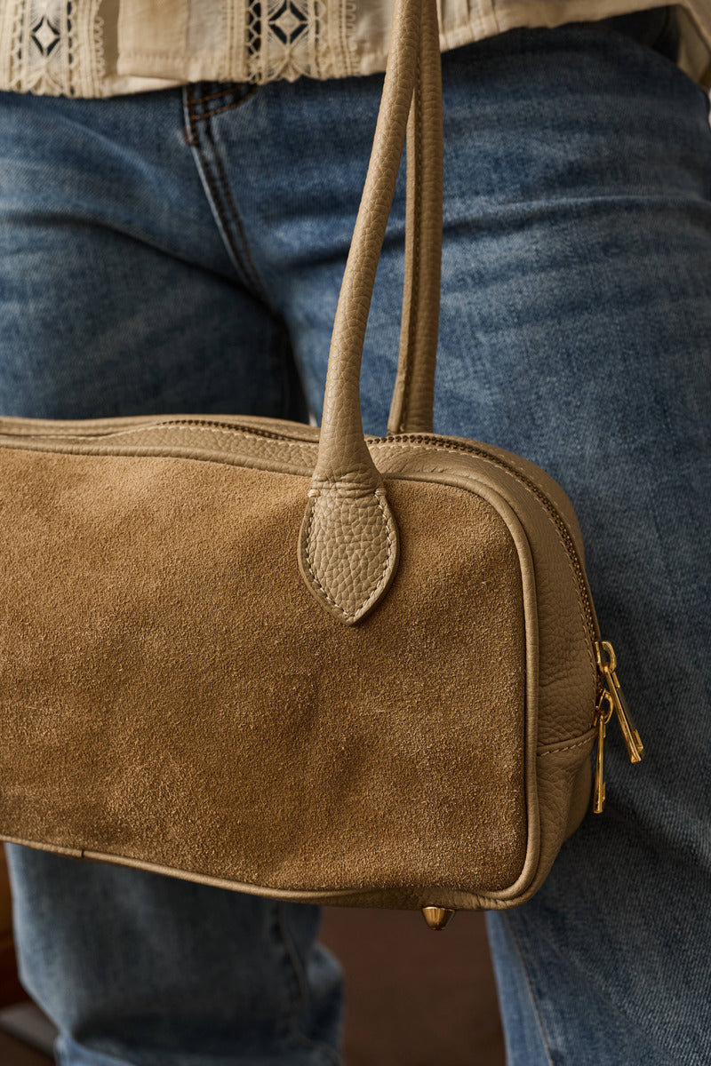Borsa A Spalla Rettangolare Taupe