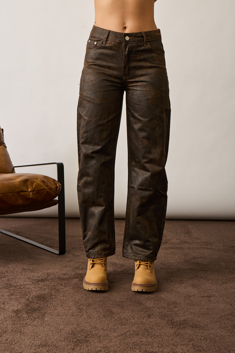 Pantalone Ecopelle Effetto Sfumato Testa Di Moro