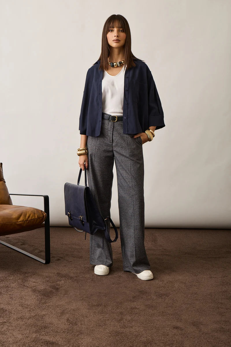 Camicia Con Tasconi Blu Navy
