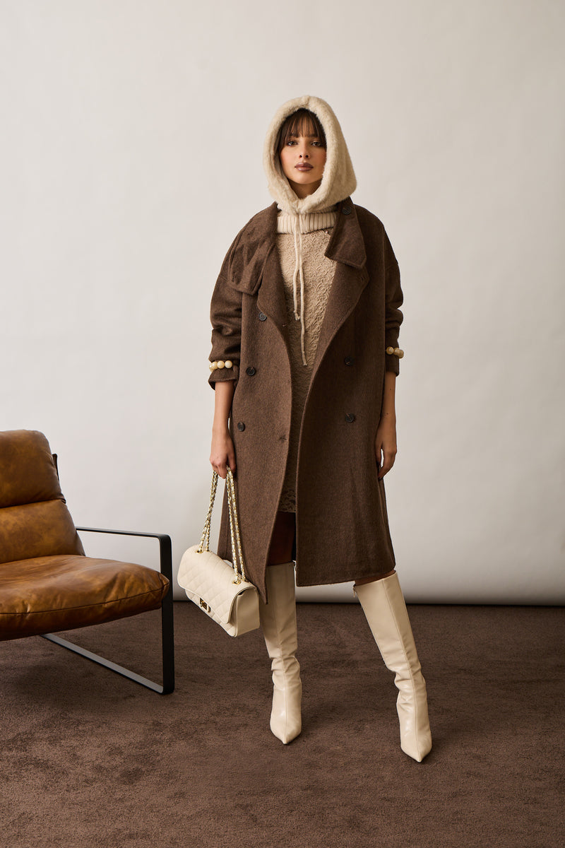 Cappotto Lungo Doppiopetto Loren Testa Di Moro