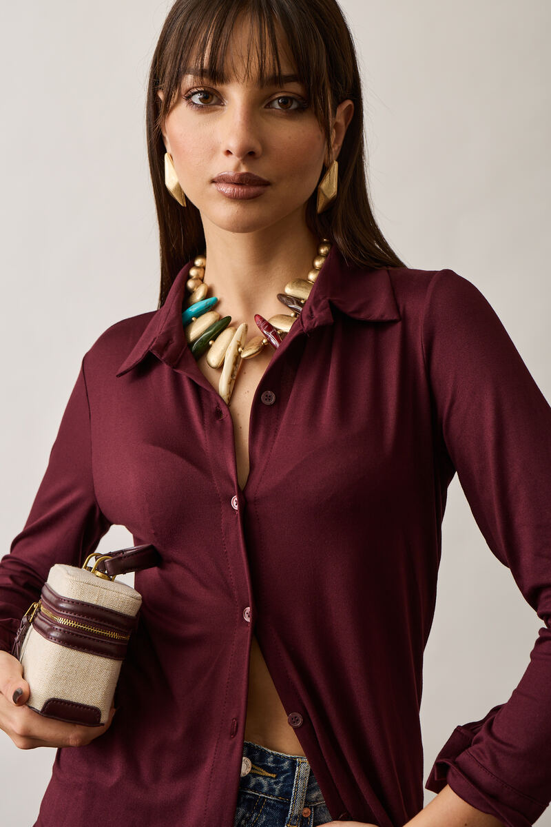 Camicia In Maglia Borgogna