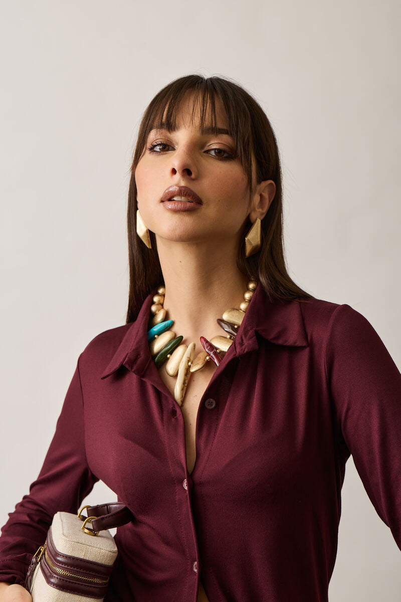 Camicia In Maglia Borgogna
