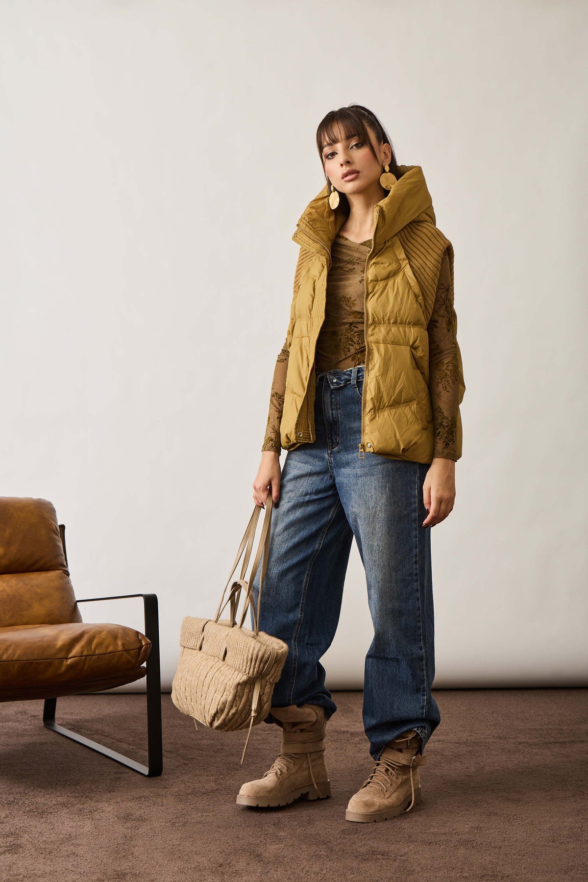 Jeans Con Risvolto In Vita Denim
