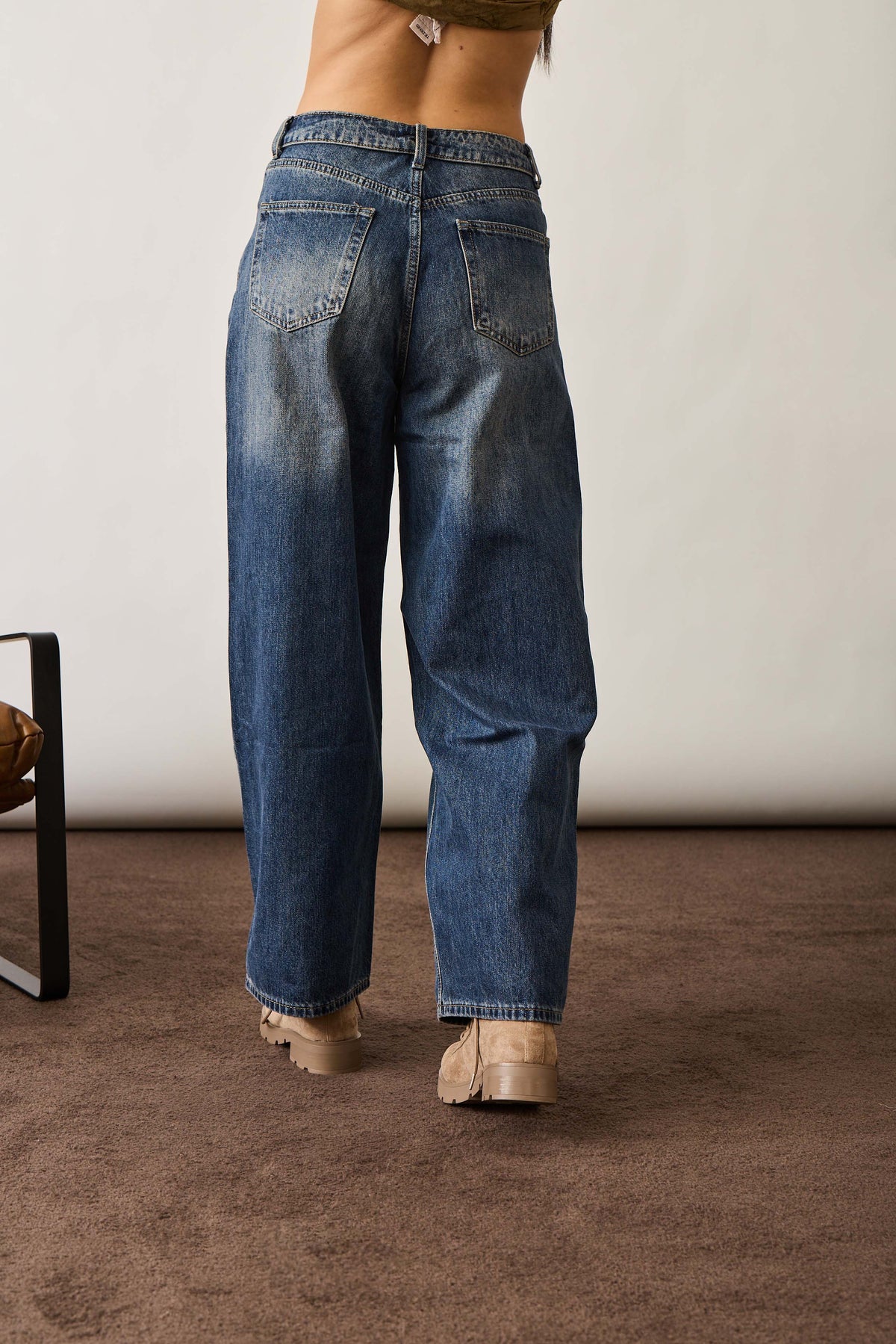 Jeans Con Risvolto In Vita Denim