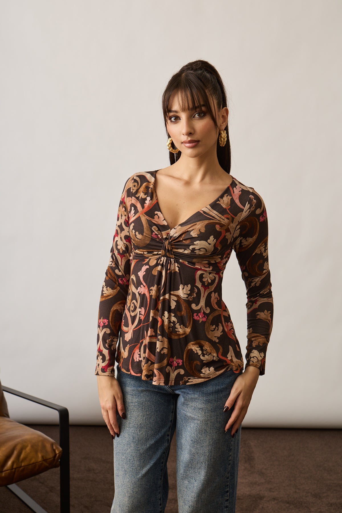 Maglia Nodo Fantasia Baroque Testa Di Moro