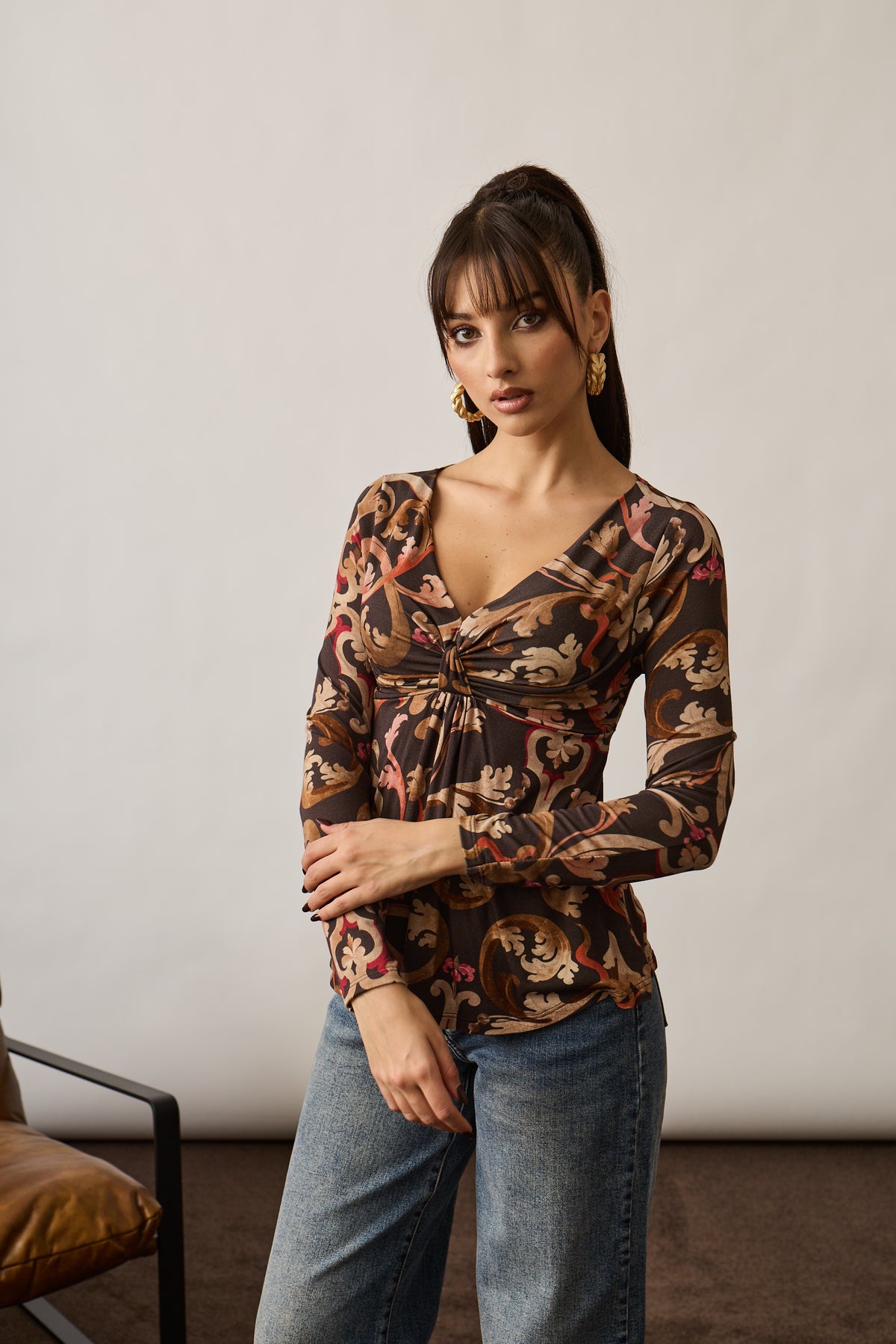 Maglia Nodo Fantasia Baroque Testa Di Moro