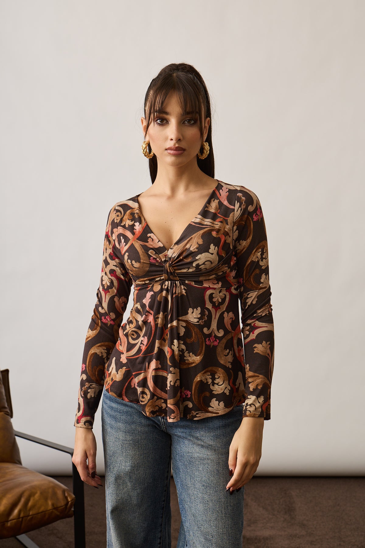 Maglia Nodo Fantasia Baroque Testa Di Moro