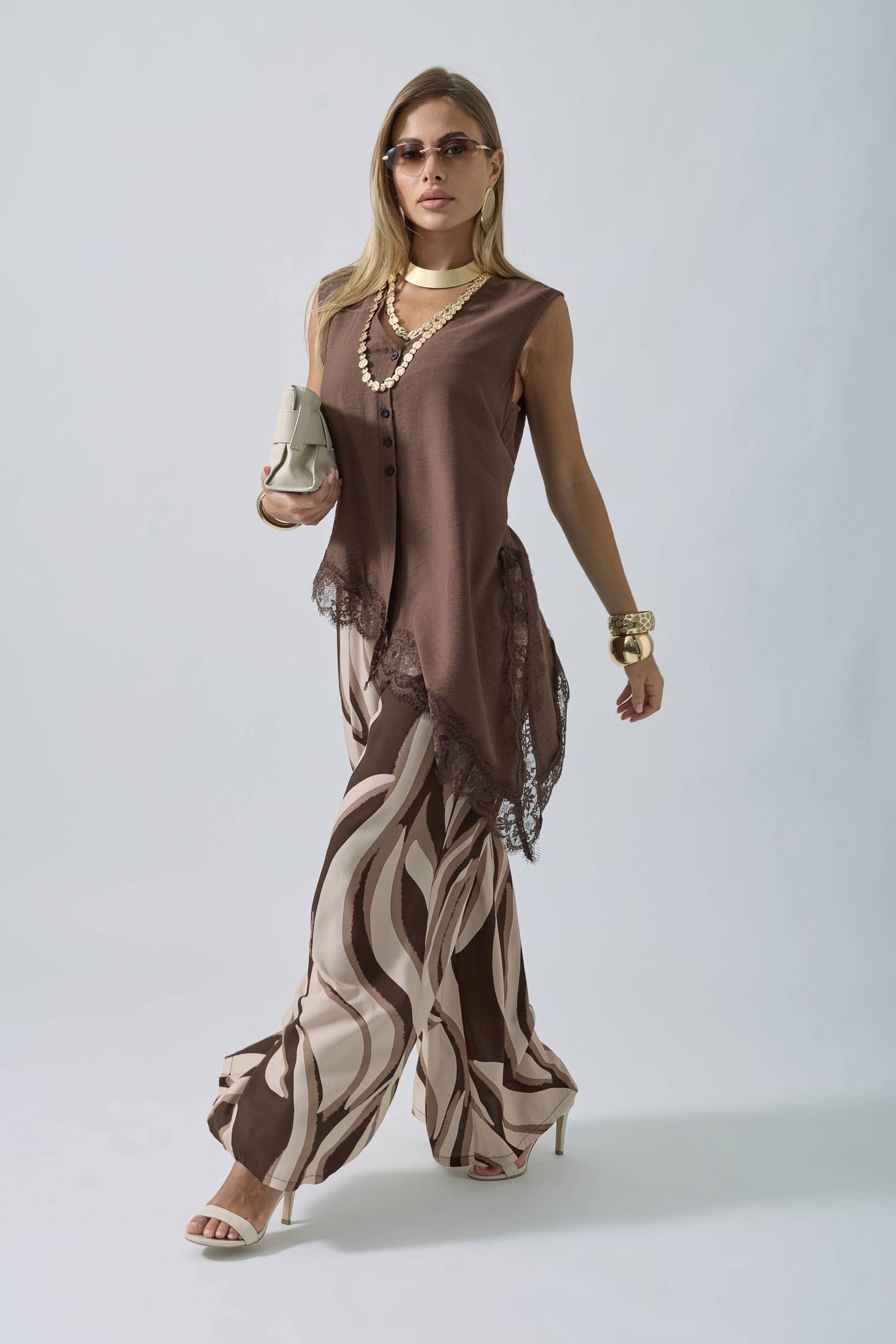 Pantalone Fantasia Ondulata Beige