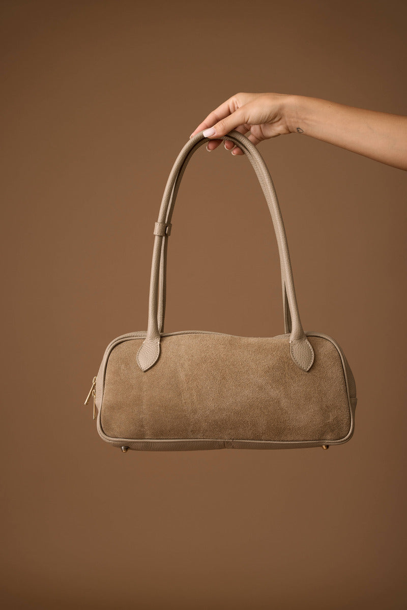 Borsa A Spalla Rettangolare Taupe