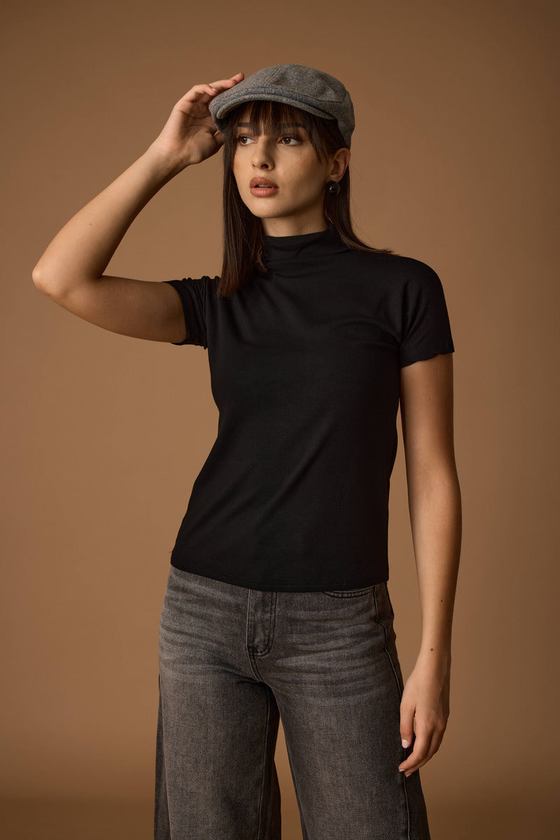 Maglia Lupetto Mezza Manica Nero