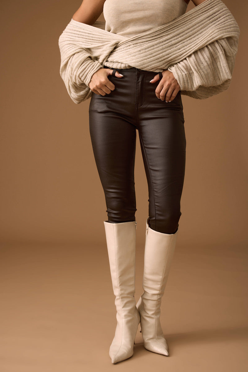 Pantalone Skinny Ecopelle Testa Di Moro