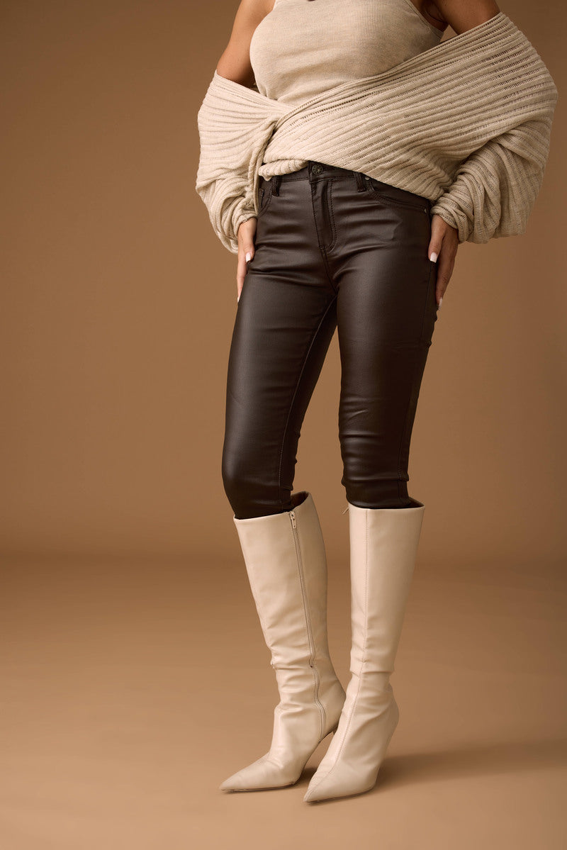 Pantalone Skinny Ecopelle Testa Di Moro