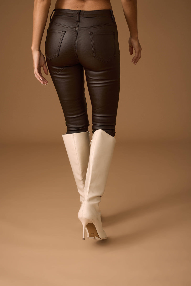 Pantalone Skinny Ecopelle Testa Di Moro