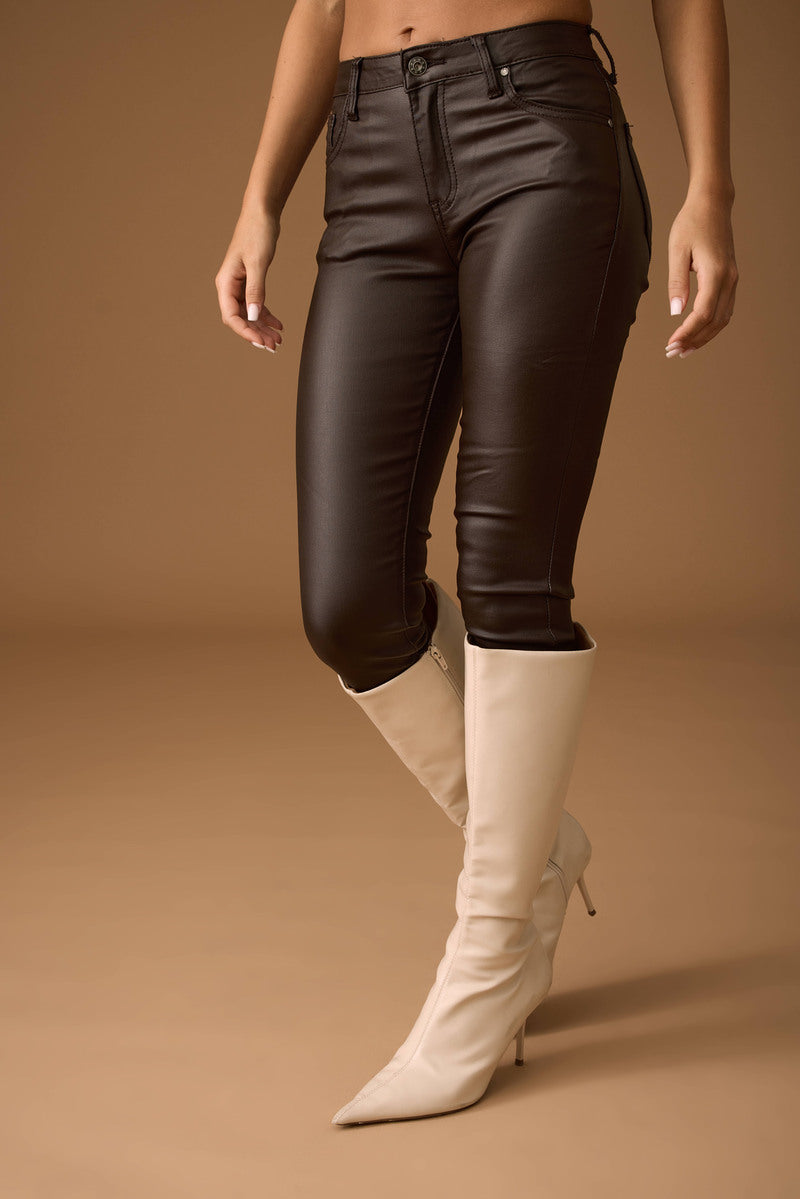 Pantalone Skinny Ecopelle Testa Di Moro