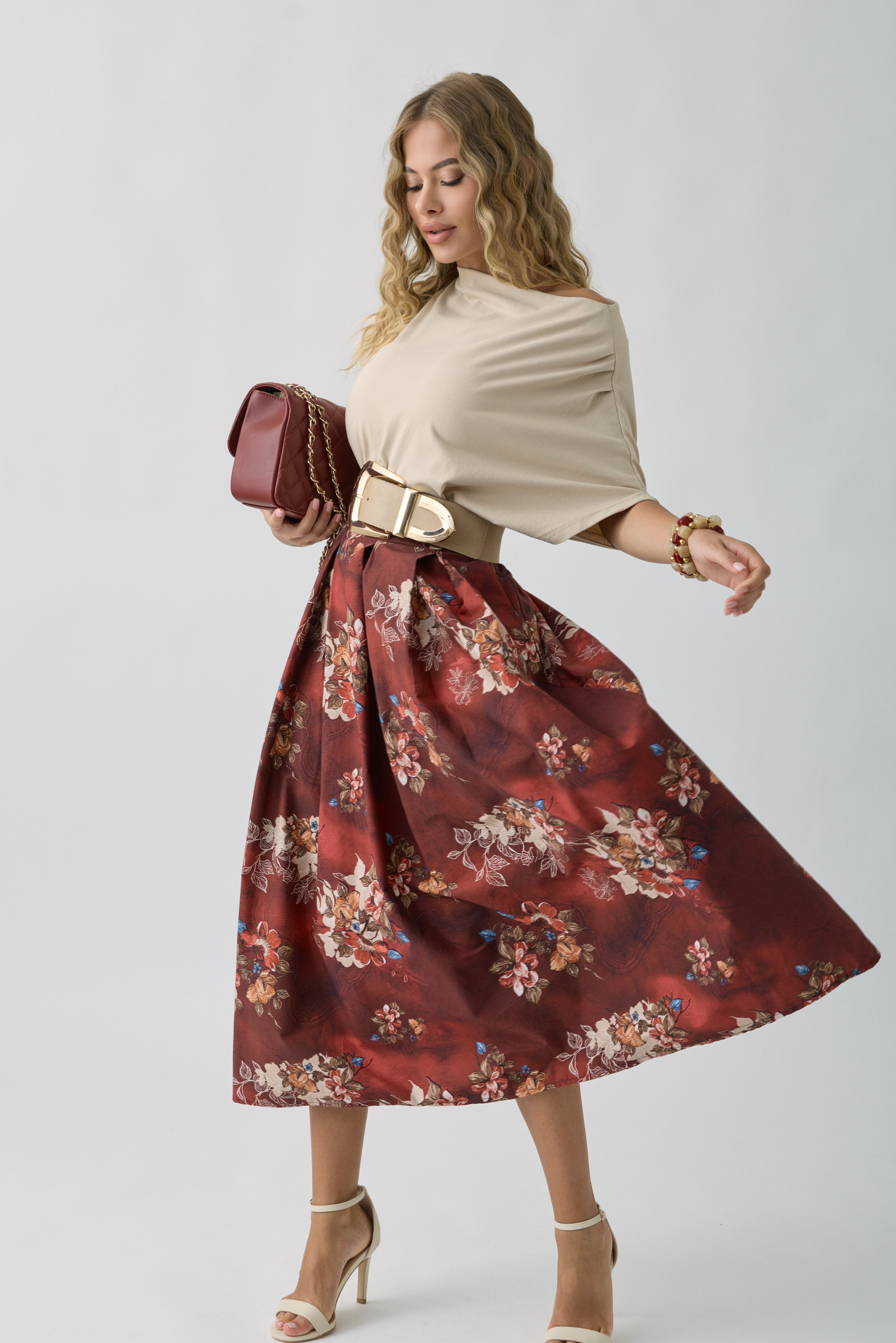 Gonna Fiori Bordeaux