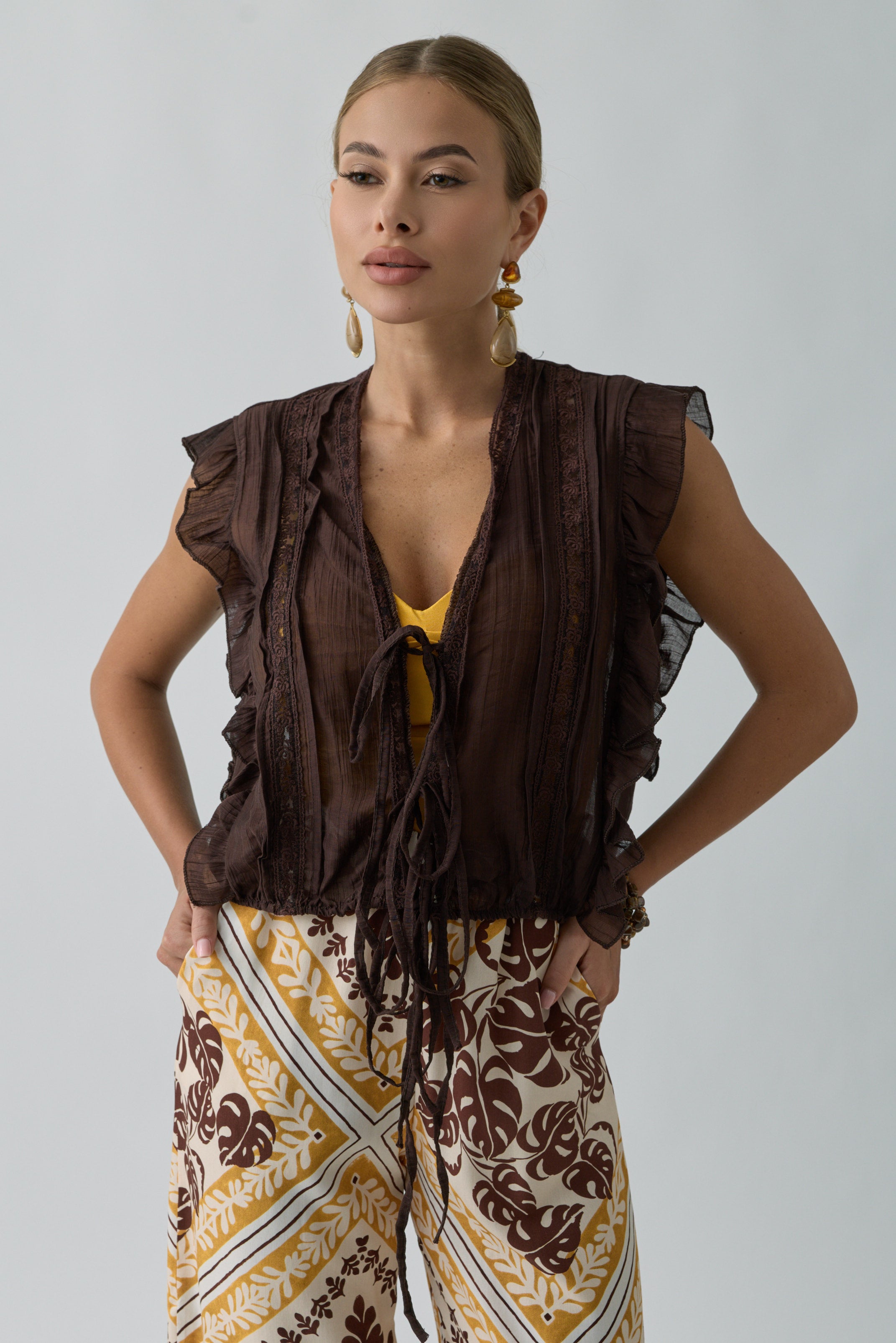 Camicia Con Merletto Testa Di Moro