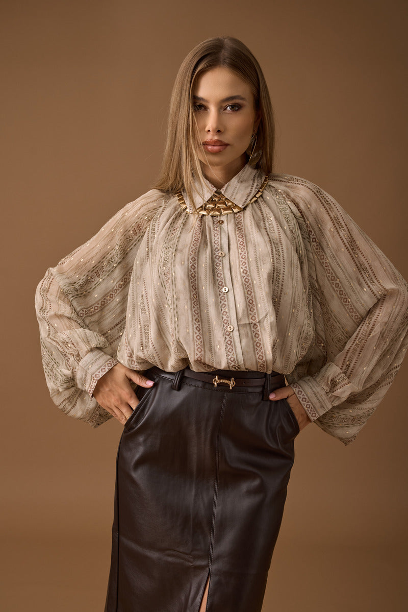 Camicia Mini Rombi Dorati Beige