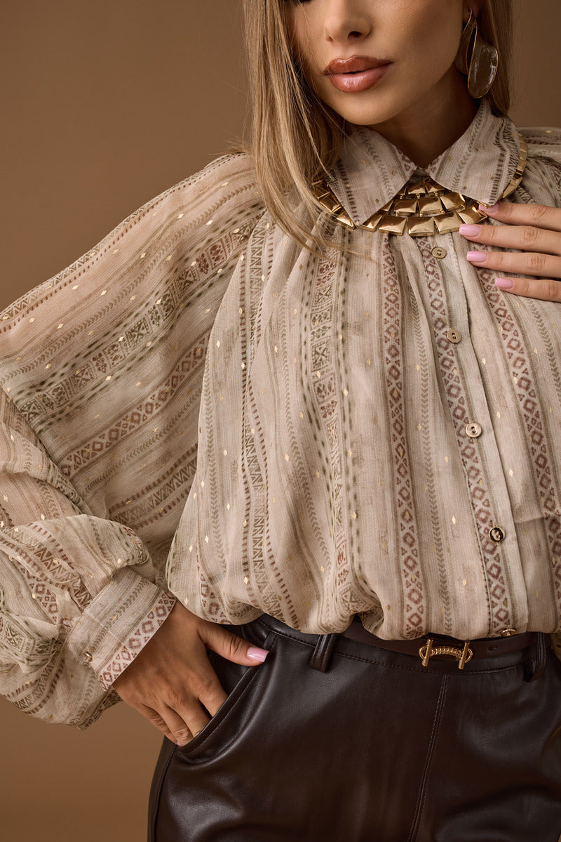 Camicia Mini Rombi Dorati Beige